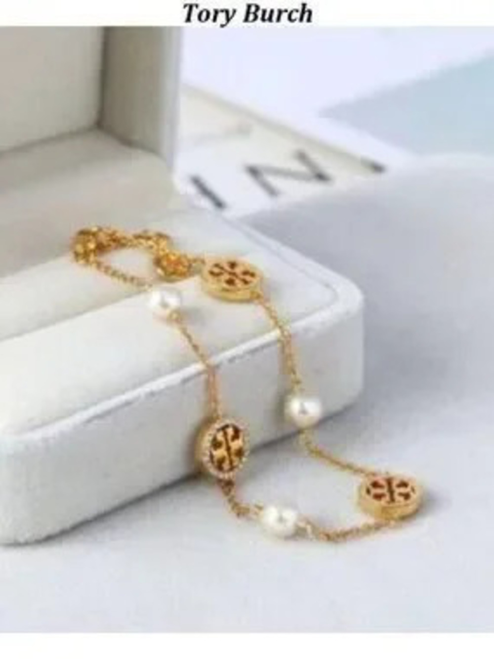 Tory Burch paved pearl bracelet